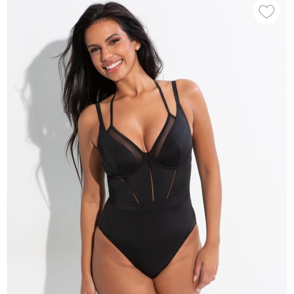 Pour Moi Sydney Double Strap Underwired Swimsuit - Black. 
Size 38E